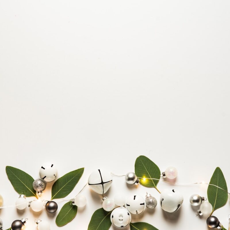 white baubles and sleigh bells