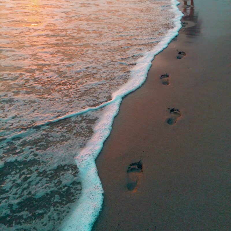 footprints on seashore